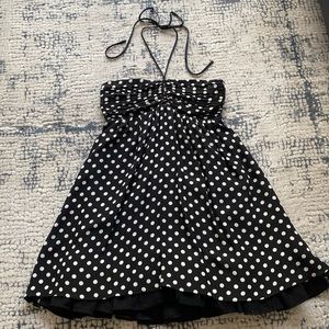 Alice+Olivia silk black and white polkadot dress with halter neck size small